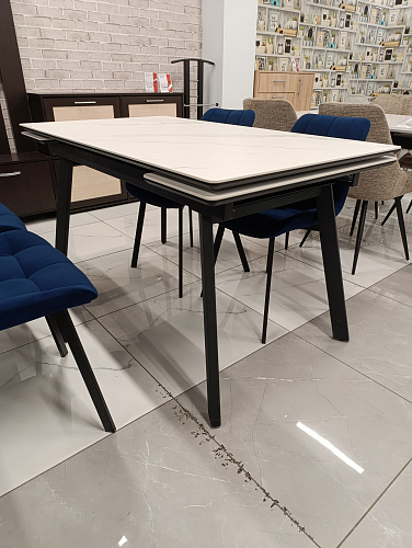 Керамический стол Норман 140 (200) х 80 белый мрамор alpin white / snow white / белый из шоурума 1